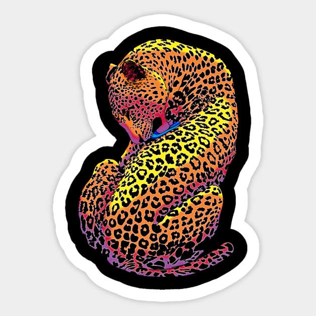 Leopard Bright Psychedelic Sticker by Meditate and Sloth